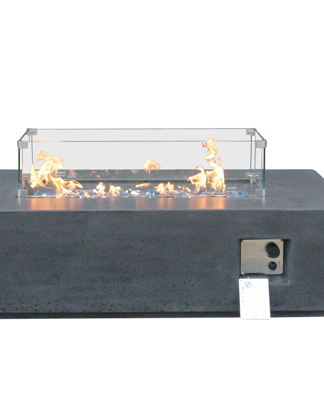 52 Inch Outdoor Concrete Propane gas rectangle Fire Pit table in Dark Gray color