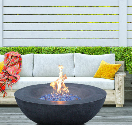 42 Inch Outdoor Concrete Propane gas Fire Pit bowl in Dark Gray color