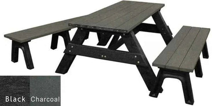 Deluxe Recycled Picnic Table with Detached Benches - Eco-Friendly Outdoor Seating