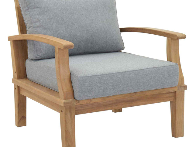 Patio Teak Furniture Set - Patio Elegance Marina 10-Piece Outdoor Teak Patio Set with Grey Cushions