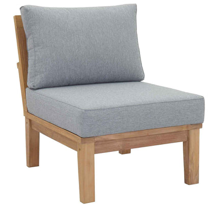 Patio Teak Furniture Set - Patio Elegance Marina 10-Piece Outdoor Teak Patio Set with Grey Cushions