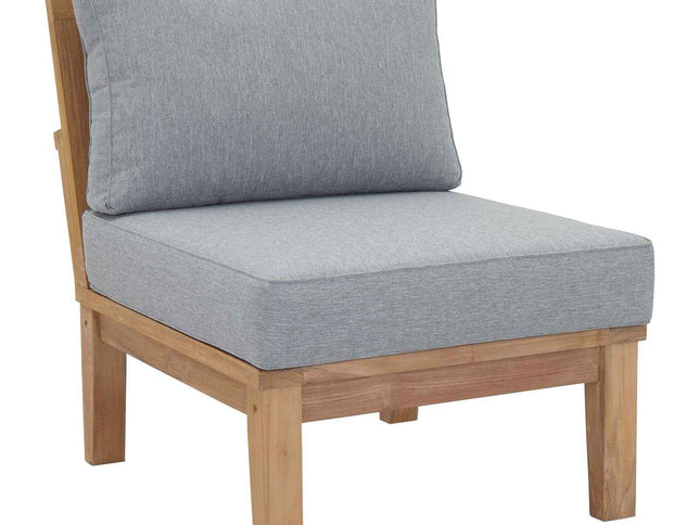 Patio Teak Furniture Set - Patio Elegance Marina 10-Piece Outdoor Teak Patio Set with Grey Cushions