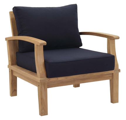 Patio Teak Set - Patio Elegance Marina 10-Piece Outdoor Set with Navy Cushions