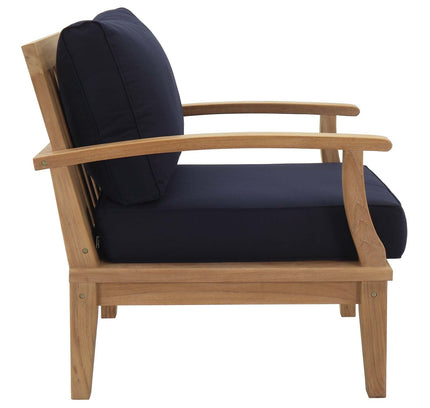 Patio Teak Set - Patio Elegance Marina 10-Piece Outdoor Set with Navy Cushions