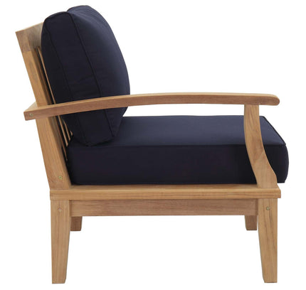 Patio Teak Set - Patio Elegance Marina 10-Piece Outdoor Set with Navy Cushions