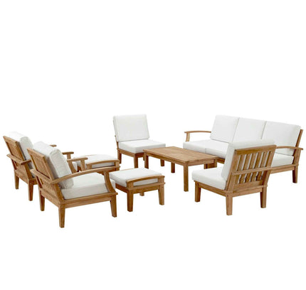 Patio Elegance Marina Teak Outdoor Seating Set - 10-Piece Modway Collection