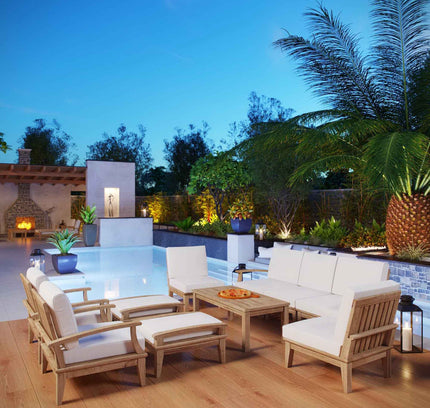 Patio Elegance Marina Teak Outdoor Seating Set - 10-Piece Modway Collection