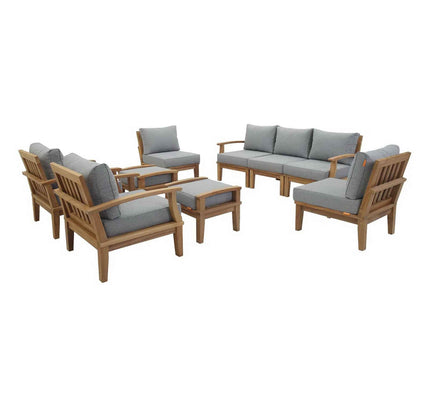 Patio Elegance Outdoor Lounge Set - Marina 9-Piece Teak Collection by Modway