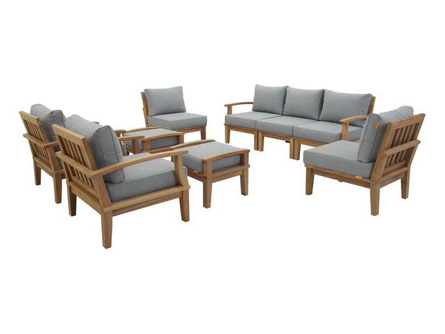 Patio Elegance Outdoor Lounge Set - Marina 9-Piece Teak Collection by Modway