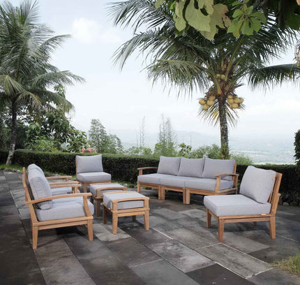 Patio Elegance Outdoor Lounge Set - Marina 9-Piece Teak Collection by Modway