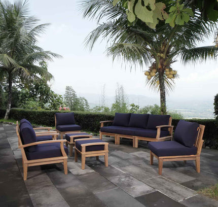 Patio Elegance Outdoor Lounge Set - Marina 9-Piece Teak Collection by Modway