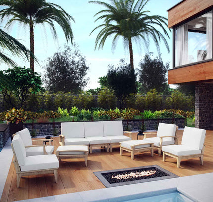 Patio Elegance Outdoor Lounge Set - Marina 9-Piece Teak Collection by Modway