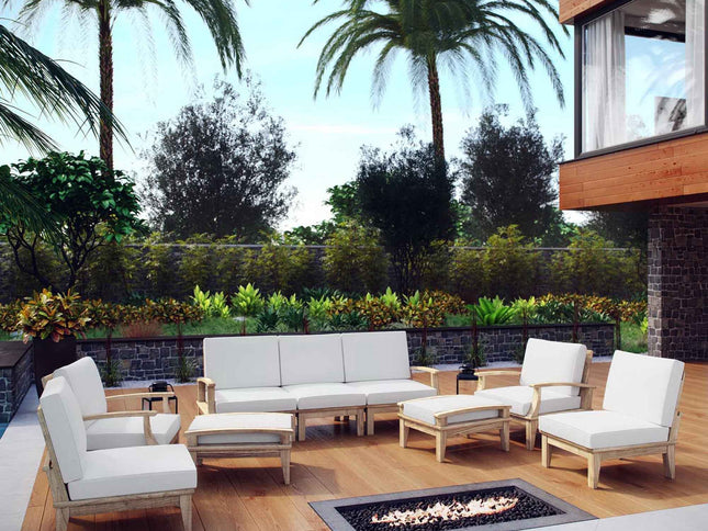 Patio Elegance Outdoor Lounge Set - Marina 9-Piece Teak Collection by Modway