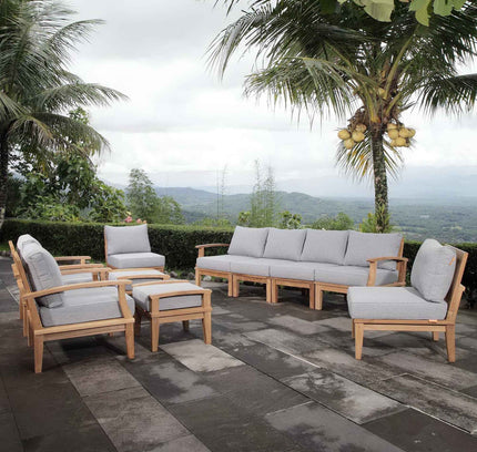 Marina 10-Piece Teak Outdoor Patio Set - Grey Finish by Patio Elegance