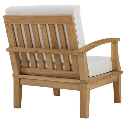 Modway Marina Outdoor Teak Patio Set with White Cushions – 10-Piece Collection by Patio Elegance