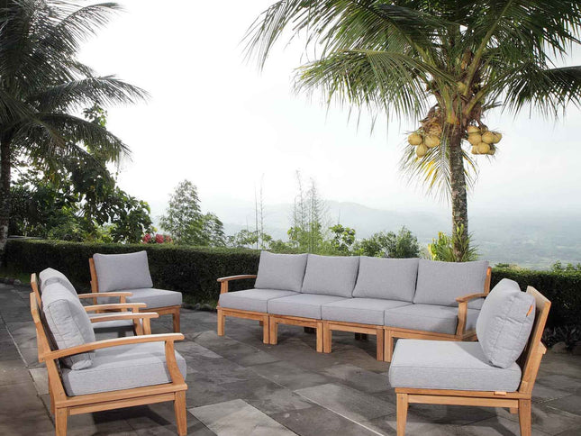 Patio Teak Sectional Set - Patio Elegance Marina 8-Piece Outdoor Teak Sectional Set by Modway