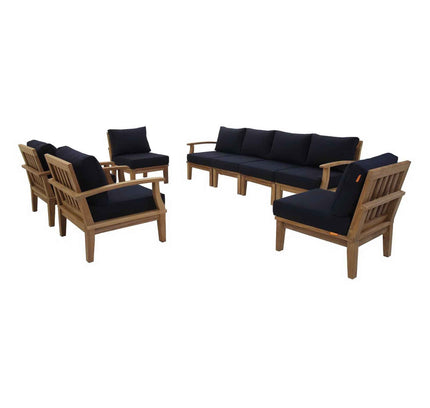 Patio Teak Sectional Set - Patio Elegance Marina 8-Piece Outdoor Teak Sectional Set by Modway