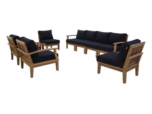 Patio Teak Sectional Set - Patio Elegance Marina 8-Piece Outdoor Teak Sectional Set by Modway