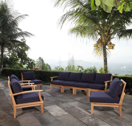 Patio Teak Sectional Set - Patio Elegance Marina 8-Piece Outdoor Teak Sectional Set by Modway