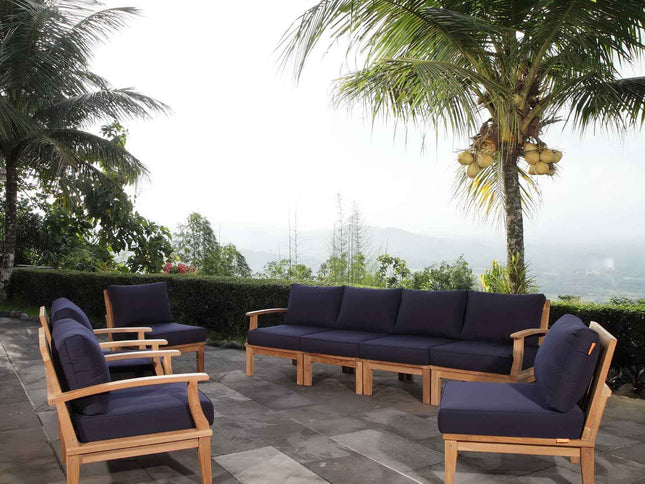 Patio Teak Sectional Set - Patio Elegance Marina 8-Piece Outdoor Teak Sectional Set by Modway