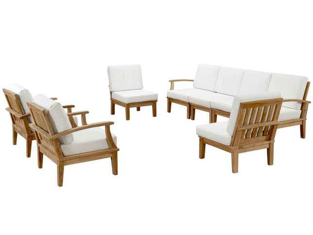 Patio Teak Sectional Set - Patio Elegance Marina 8-Piece Outdoor Teak Sectional Set by Modway
