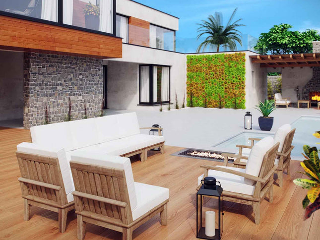 Patio Teak Sectional Set - Patio Elegance Marina 8-Piece Outdoor Teak Sectional Set by Modway