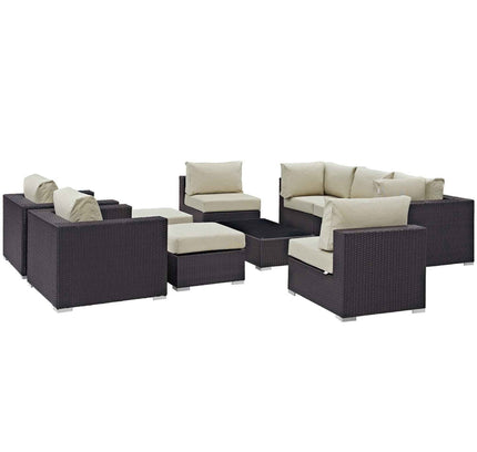 Patio Elegance Outdoor Sectional Set - 10-Piece Convene Lounge Set by Modway