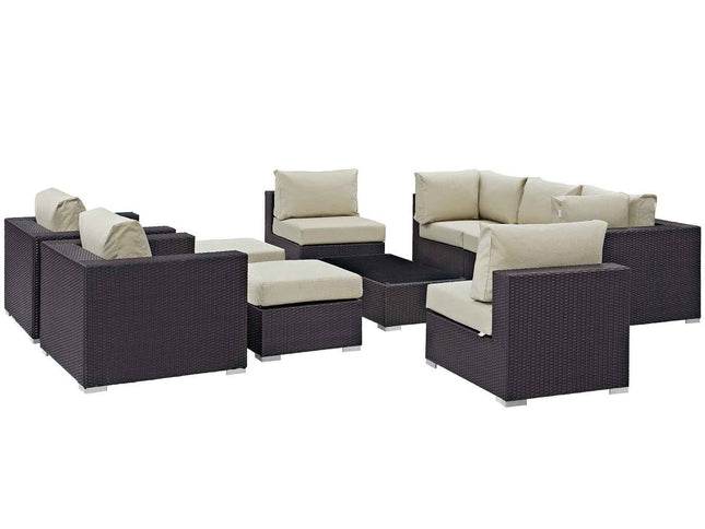 Patio Elegance Outdoor Sectional Set - 10-Piece Convene Lounge Set by Modway