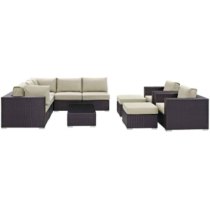 Patio Elegance Outdoor Sectional Set - 10-Piece Convene Lounge Set by Modway
