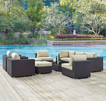 Patio Elegance Outdoor Sectional Set - 10-Piece Convene Lounge Set by Modway