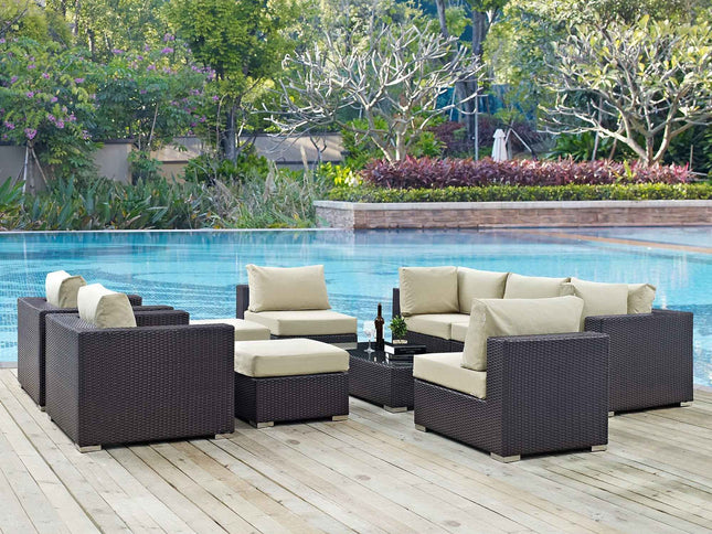Patio Elegance Outdoor Sectional Set - 10-Piece Convene Lounge Set by Modway