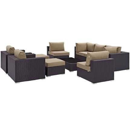 Patio Elegance Outdoor Sectional Set - 10-Piece Convene Lounge Set by Modway
