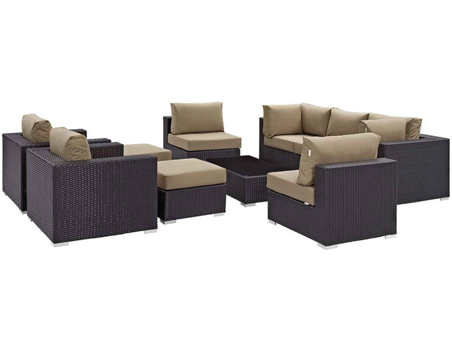 Patio Elegance Outdoor Sectional Set - 10-Piece Convene Lounge Set by Modway