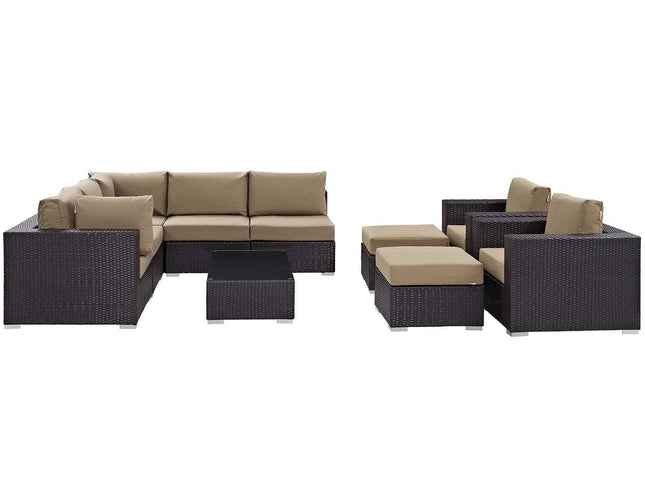 Patio Elegance Outdoor Sectional Set - 10-Piece Convene Lounge Set by Modway
