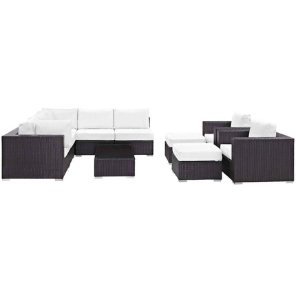 Patio Elegance Outdoor Sectional Set - 10-Piece Convene Lounge Set by Modway