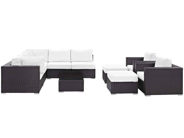 Patio Elegance Outdoor Sectional Set - 10-Piece Convene Lounge Set by Modway