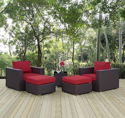 Modway Convene Outdoor Sectional Set - 5-Piece Patio Furniture for Ultimate Comfort