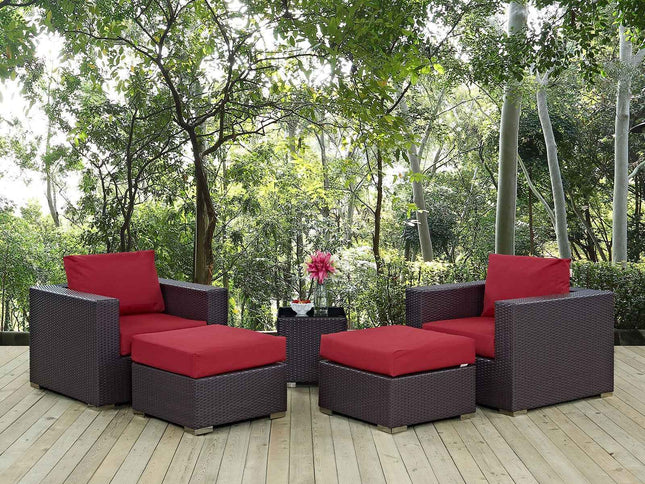 Modway Convene Outdoor Sectional Set - 5-Piece Patio Furniture for Ultimate Comfort