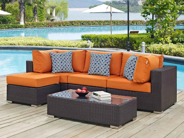 Modway Convene Outdoor Sectional Set - 5-Piece Patio Furniture for Ultimate Comfort