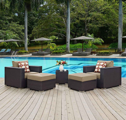 Modway Convene Outdoor Sectional Set - 5-Piece Patio Furniture for Ultimate Comfort