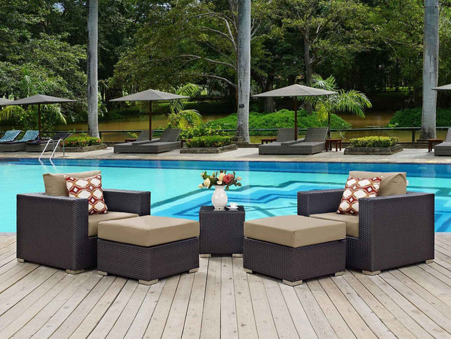 Modway Convene Outdoor Sectional Set - 5-Piece Patio Furniture for Ultimate Comfort