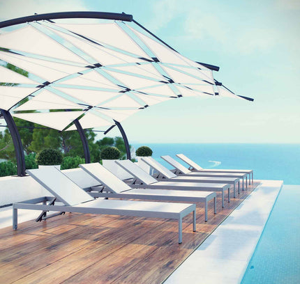 Modway Shore Outdoor Chaise Lounge Set – 6-Piece Aluminum Patio Collection