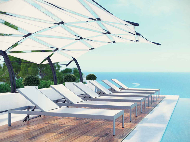 Modway Shore Outdoor Chaise Lounge Set – 6-Piece Aluminum Patio Collection