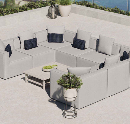 Patio Elegance Sectional Sofa - Saybrook 8-Piece Outdoor Upholstered Sofa by Modway