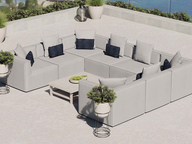 Patio Elegance Sectional Sofa - Saybrook 8-Piece Outdoor Upholstered Sofa by Modway
