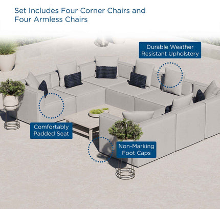 Patio Elegance Sectional Sofa - Saybrook 8-Piece Outdoor Upholstered Sofa by Modway