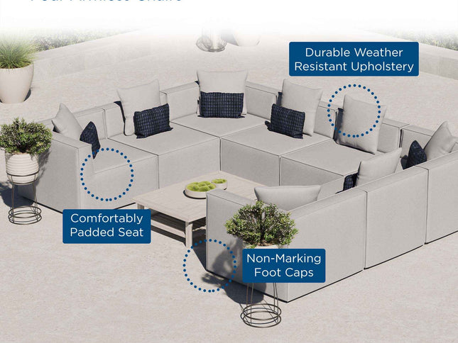 Patio Elegance Sectional Sofa - Saybrook 8-Piece Outdoor Upholstered Sofa by Modway