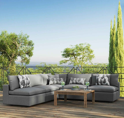 Patio Elegance Outdoor Sectional Sofa Set by Modway – Stylish 5-Piece Furniture for Patios