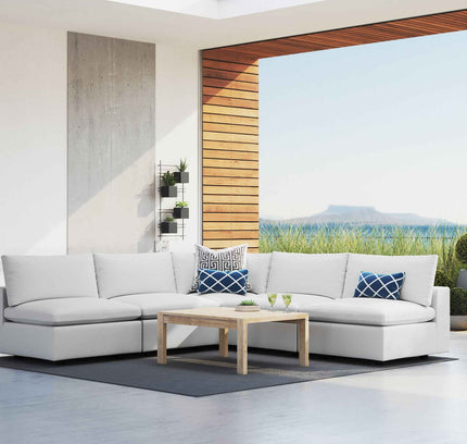 Commix Outdoor Sectional Sofa 5 Piece Sunbrella® White Collection at Patio Elegance