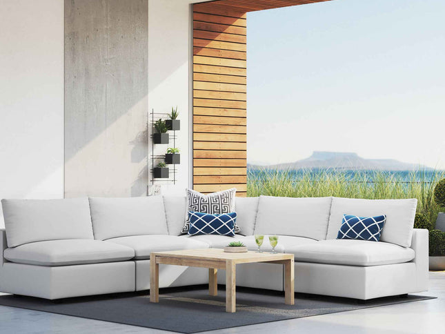 Commix Outdoor Sectional Sofa 5 Piece Sunbrella® White Collection at Patio Elegance